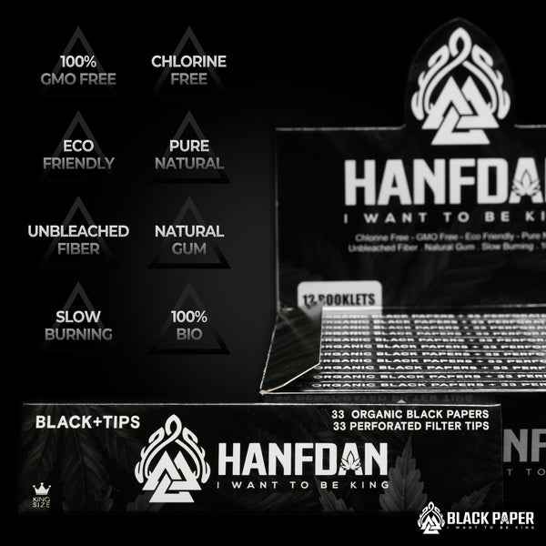 HANFDAN BLACK - 12ER DISPLAY BOX KING SIZE PAPERS & TIPS